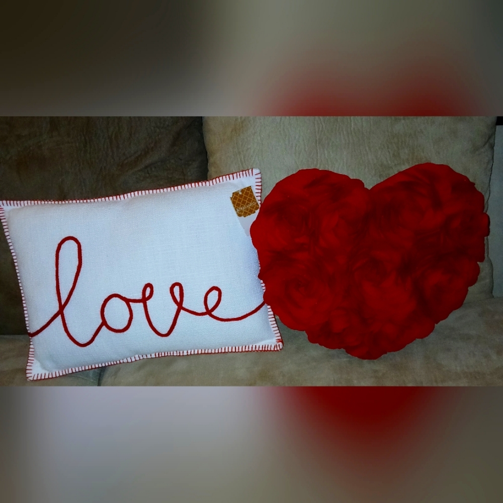 Kirklands love pillow and heart-shaped pillow